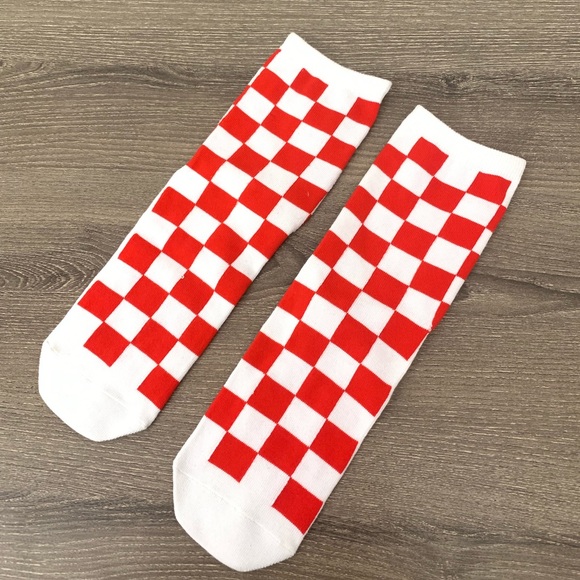 “BE YOU” Checkered Print Crew Sock - Picture 4 of 4